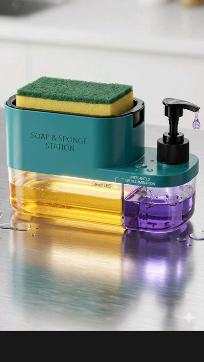 3-in-1 Kitchen Sink Organizer with Sponge Holder & Soap Dispenser