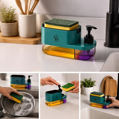 3-in-1 Kitchen Sink Organizer with Sponge Holder & Soap Dispenser